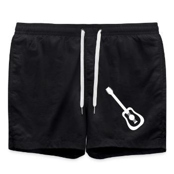 Guitar Playing Cool Bassist Guitarist Rock Music - Swim Trunks - black - Front - AI Model Male 185 light (185cm)