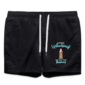 Bastorf, Ostsee, Wismarer Bucht, Urlaubsreif - Badeshorts - Schwarz - Vorne - AI Model Male 185 light (185cm)