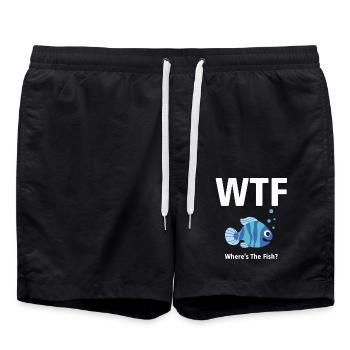 WTF T-shirt - Where's The Fish BLUE - Swim Trunks - black - Front - AI Model Male 185 light (185cm)