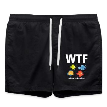 WTF T-shirt - Where's The Fish? VARIOUS - Swim Trunks - black - Front - AI Model Male 185 light (185cm)
