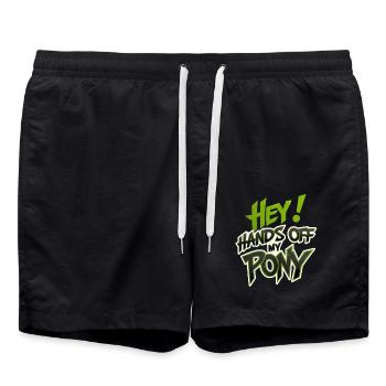 Finger weg von meinem Pony - Badeshorts - Schwarz - Vorne - AI Model Male 185 light (185cm)