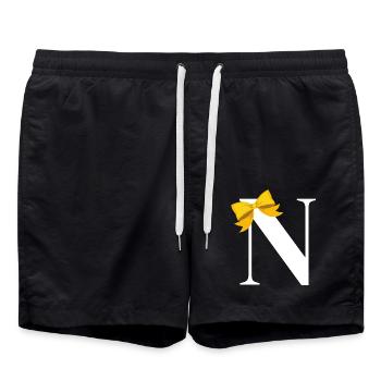 Lettre n nœud jaune - Short de bain - noir - Devant - AI Model Male 185 light (185cm)