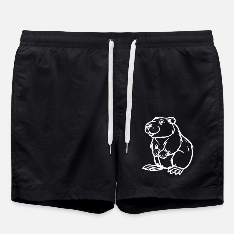 Hamster Comic Animal - Swim Trunks - black