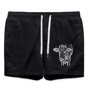 Cow cow head white - Swim Trunks - black - Front - AI Model Male 185 light (185cm)