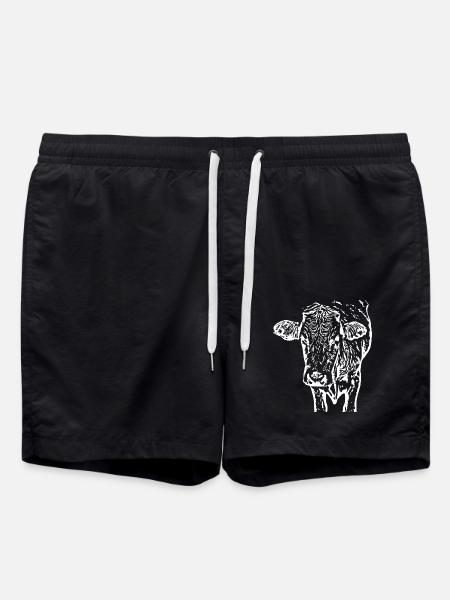 Cow cow head white - Swim Trunks - black