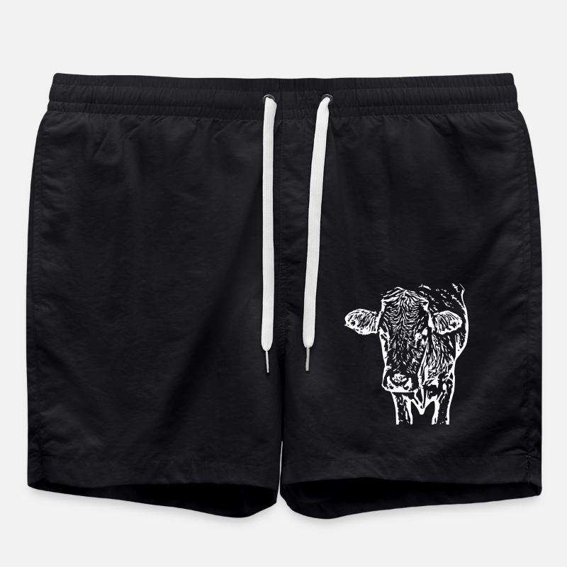 Tête de vache blanche - Short de bain - noir