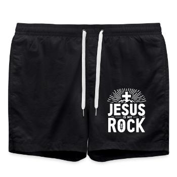 Jésus est mon rocher - Short de bain - noir - Devant - AI Model Male 185 light (185cm)