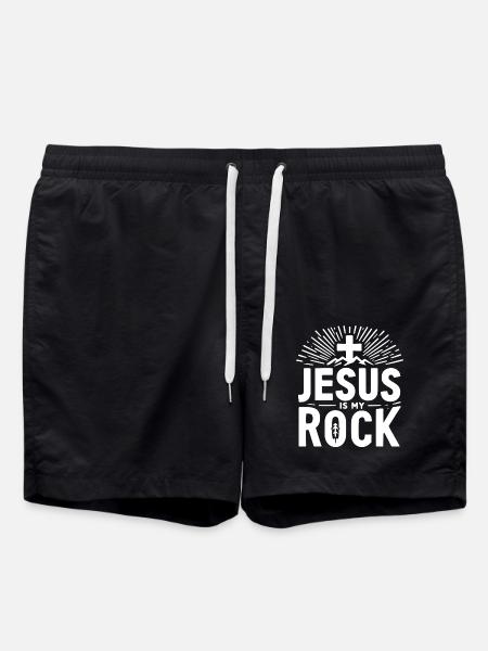 Jesus is My Rock - Swim Trunks - black