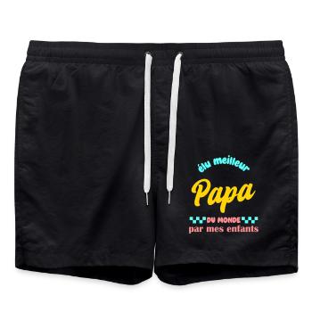 élu meilleur papa du monde par mes enfants - Short de bain - noir - Devant - AI Model Male 185 light (185cm)
