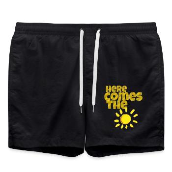 here comes the sun - Swim Trunks - black - Front - AI Model Male 185 light (185cm)