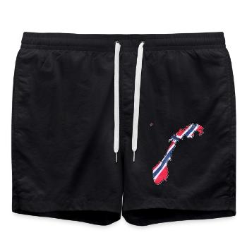 Norway flag in Norway map - Swim Trunks - black - Front - AI Model Male 185 light (185cm)