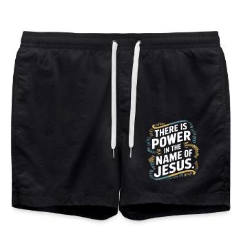 Jesus gibt Kraft Geschenk für Christen Klassisches - Badeshorts - Schwarz - Vorne - AI Model Male 185 light (185cm)