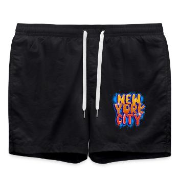 New York Graffiti - Swim Trunks - black - Front - AI Model Male 185 light (185cm)
