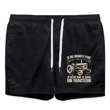 Je rêve que je suis un tracteur cadeau vintage - Short de bain - noir - Devant - AI Model Male 185 light (185cm)