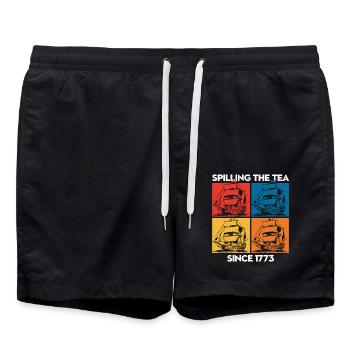 Tee verschütten seit 1773 – Humorvolle Geschichte - Badeshorts - Schwarz - Vorne - AI Model Male 185 light (185cm)