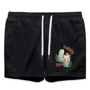 Happy Four Affe Safari - Badeshorts - Schwarz - Vorne - AI Model Male 185 light (185cm)