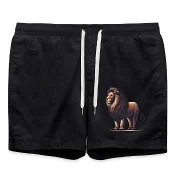 Majestic Lion Illustration TShirt - Swim Trunks - black - Front - AI Model Male 185 light (185cm)