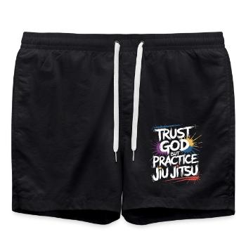 Live for Jiu Jitsu and Faith - Swim Trunks - black - Front - AI Model Male 185 light (185cm)