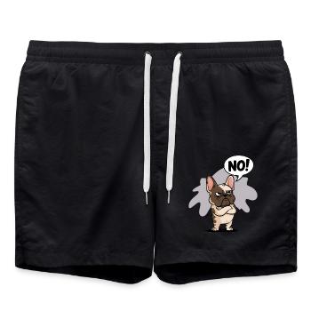 Bouledogue français disant "Non ! - Short de bain - noir - Devant - AI Model Male 185 light (185cm)