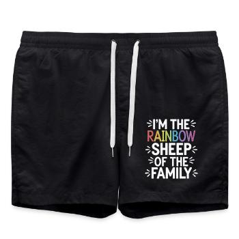 I'm The Rainbow Sheep Of The Family 8 - Badeshorts - Schwarz - Vorne - AI Model Male 185 light (185cm)