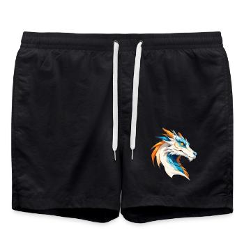 Drachen-Vektor-Kunst mit lebendigen Farben Illustration - Badeshorts - Schwarz - Vorne - AI Model Male 185 light (185cm)
