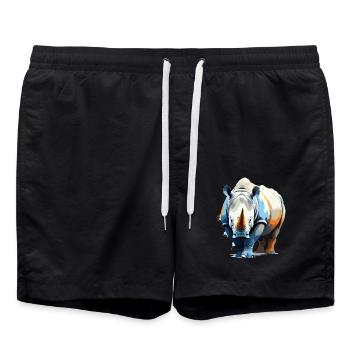 Rhinocéros art vectoriel avec illustration vibrante - Short de bain - noir - Devant - AI Model Male 185 light (185cm)