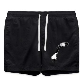 Norwegen Landkarte umrahmt echten Fußball - Badeshorts - Schwarz - Vorne - AI Model Male 185 light (185cm)