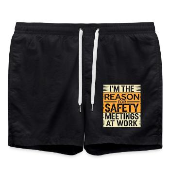 I'm The Reason For Safety Meetings At Work 9 - Badeshorts - Schwarz - Vorne - AI Model Male 185 light (185cm)