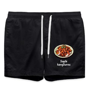 Kangaroo Stir-Fry - Plain Text - Swim Trunks - black - Front - AI Model Male 185 light (185cm)