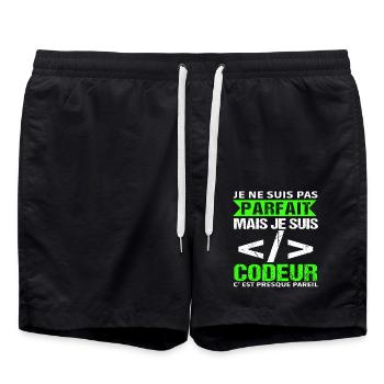 Humour Geek Cadeau Développeur Codeur Programmeur - Short de bain - noir - Devant - AI Model Male 185 light (185cm)