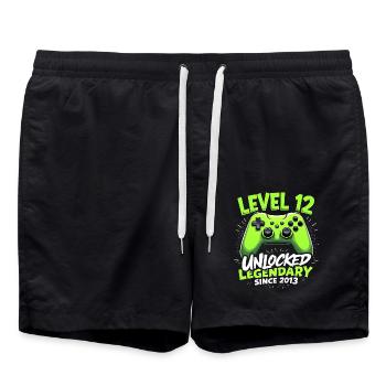 Level 12 Geburtstag Junge Gamer 12er Geburtstag - Badeshorts - Schwarz - Vorne - AI Model Male 185 light (185cm)