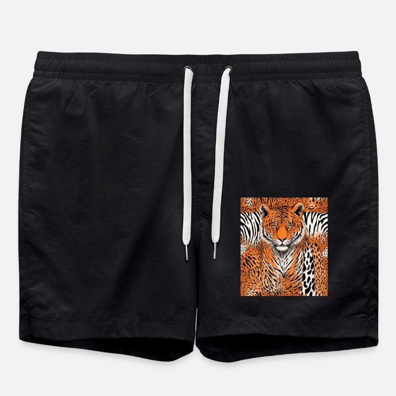 Tiger in an artistic style - Swim Trunks - black