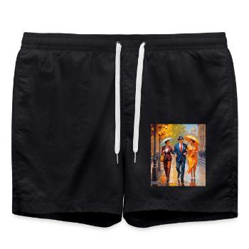 A walk in the rain - Swim Trunks - black - Front - AI Model Male 185 light (185cm)
