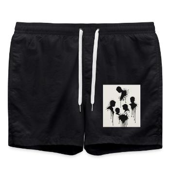 Black silhouettes with a paint splash effect - Swim Trunks - black - Front - AI Model Male 185 light (185cm)