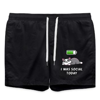 Mode recharge : j’étais social aujourd’hui - Short de bain - noir - Devant - AI Model Male 185 light (185cm)