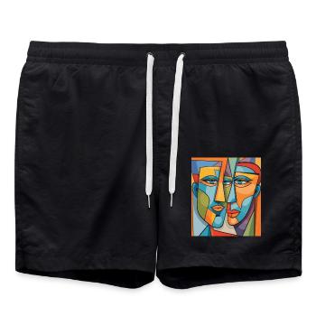Abstract portrait - Swim Trunks - black - Front - AI Model Male 185 light (185cm)
