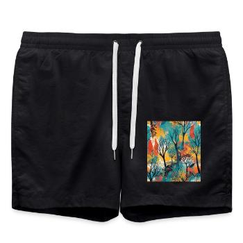 Forêt abstraite - Short de bain - noir - Devant - AI Model Male 185 light (185cm)