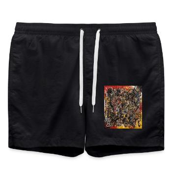 Abstract - Swim Trunks - black - Front - AI Model Male 185 light (185cm)
