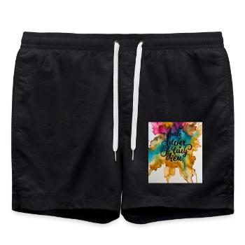 Inscription colorée sur fond d’aquarelleInscription colorée sur le fond - Short de bain - noir - Devant - AI Model Male 185 light (185cm)