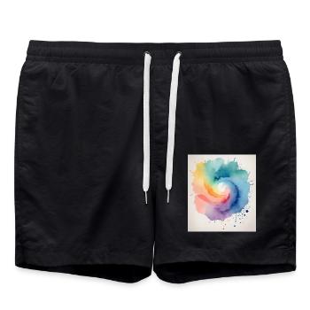 Aquarelle abstraite en forme de spirale - Short de bain - noir - Devant - AI Model Male 185 light (185cm)