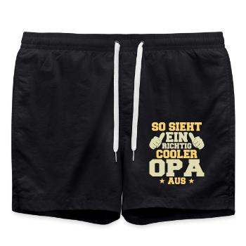 This is what a really cool grandpa looks like - Swim Trunks - black - Front - AI Model Male 185 light (185cm)