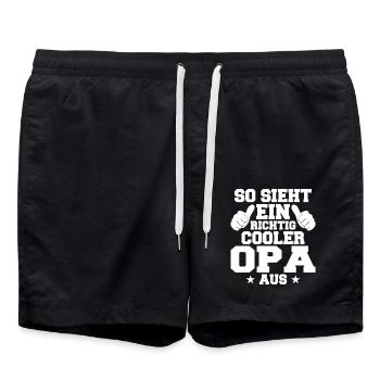 This is what a really cool grandpa looks like - Swim Trunks - black - Front - AI Model Male 185 light (185cm)
