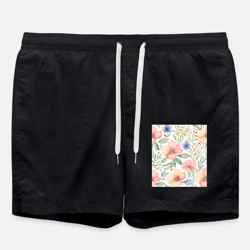Fleurs aquarelle - Short de bain - noir