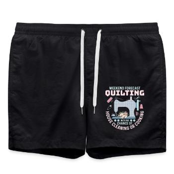 Weekend Forecast Quilting Quilter Sewing - Badeshorts - Schwarz - Vorne - AI Model Male 185 light (185cm)