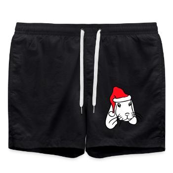 Hase Weihnachtsmann Weihnachten Mütze Hut Geschenk - Badeshorts - Schwarz - Vorne - AI Model Male 185 light (185cm)