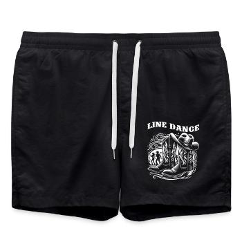 Line Dancing Country Dance - Line Dance Tanzen - Badeshorts - Schwarz - Vorne - AI Model Male 185 light (185cm)