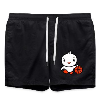 oiseau basket-ball jouer amusant ballon sports dribble - Short de bain - noir - Devant - AI Model Male 185 light (185cm)