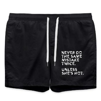Never Do The Same Mistake Twice Unless She's Hot - Swim Trunks - black - Front - AI Model Male 185 light (185cm)