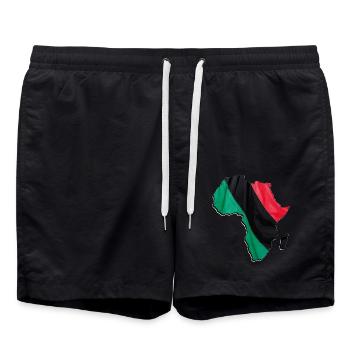 Pan Afrika Flagge in der Afrika Landkarte - Badeshorts - Schwarz - Vorne - AI Model Male 185 light (185cm)