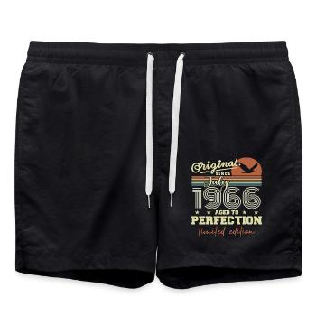 July 1966 Retro Birthday Born in July 1966 - Swim Trunks - black - Front - AI Model Male 185 light (185cm)